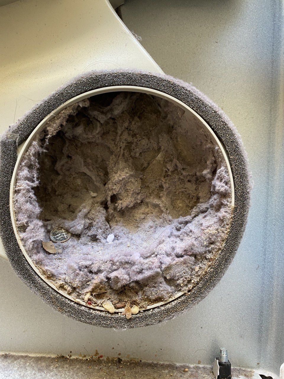 Dirty dryer vent with lint buildup