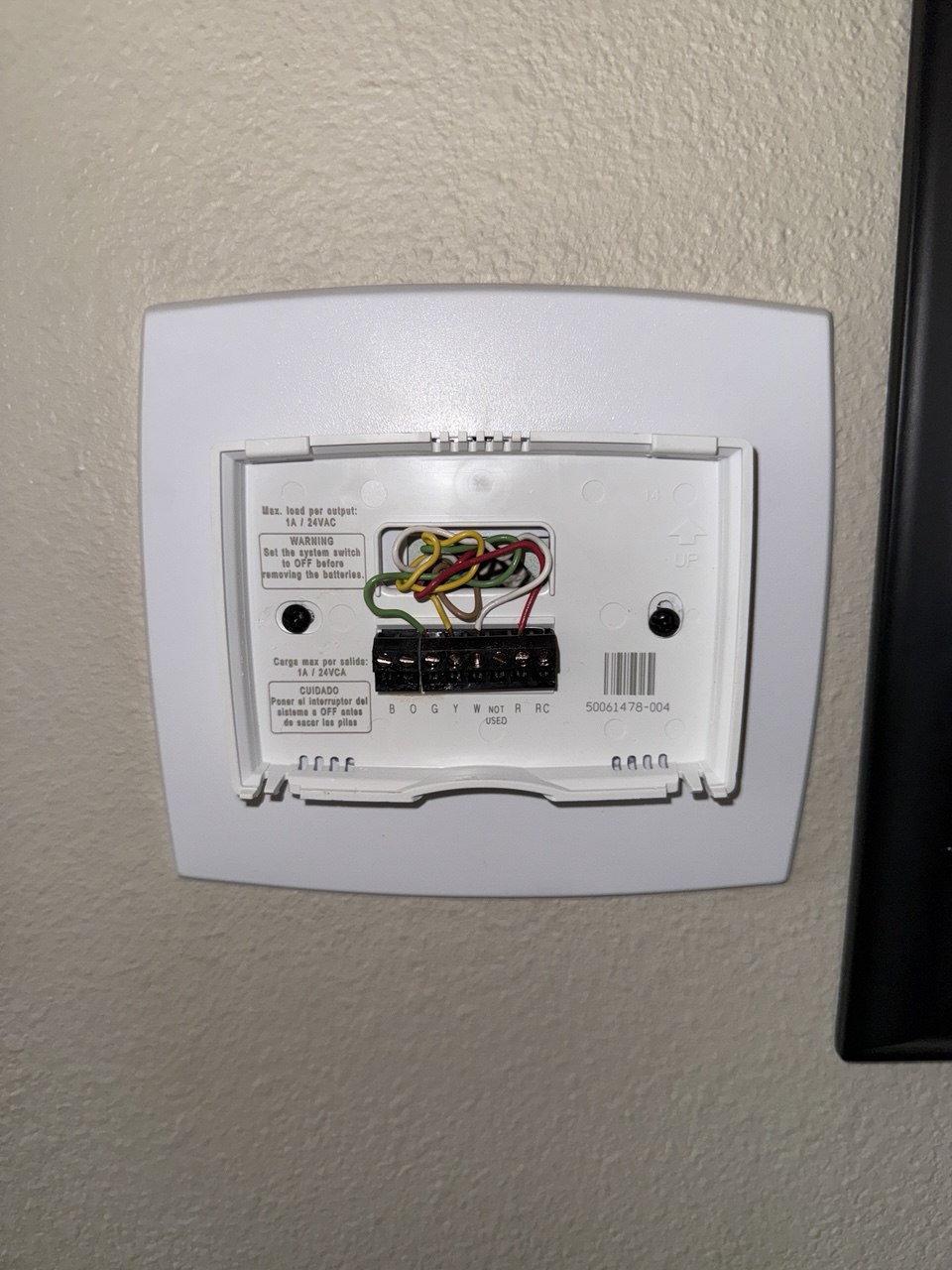 Thermostat on wall